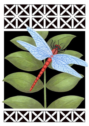 Dragonfly On Black House Flag Image