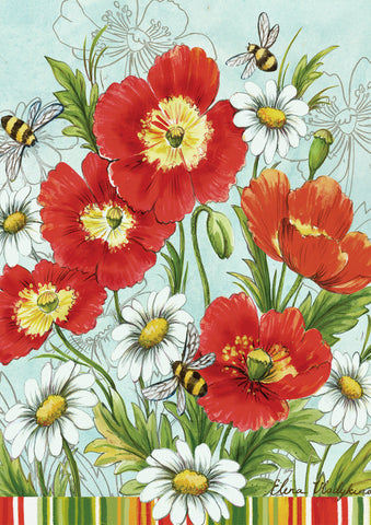 Poppies & Daisies House Flag Image