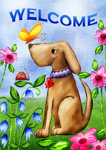 Welcome Dog Double Sided House Flag Image