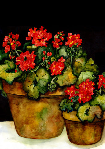Potted Geraniums House Flag Image