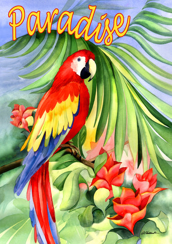 Macaw Paradise Garden Flag Image