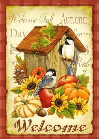 Autumn Birds Garden Flag Image