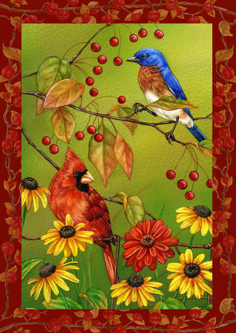 Birds N Berries Garden Flag Image
