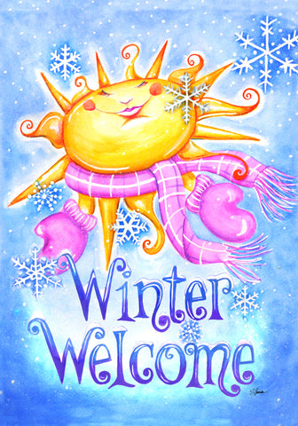 Winter Welcome House Flag Image
