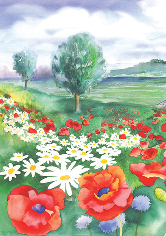 Floral Field House Flag Image