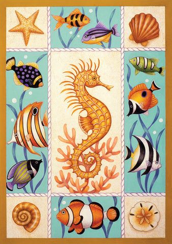Seahorse & Fish Garden Flag Image