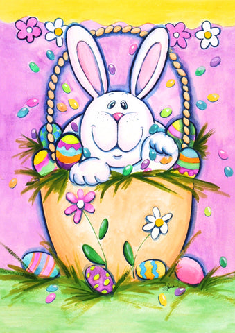 Bunny In A Basket Garden Flag Image