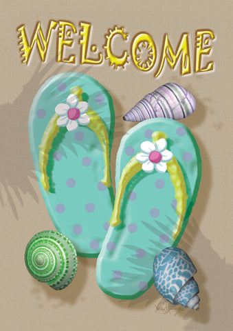 Welcome Flip Flop Double Sided House Flag Image