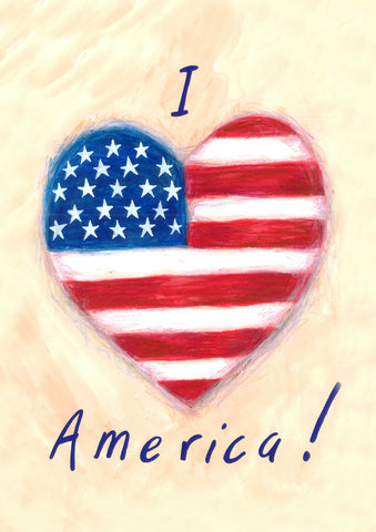 I Heart America Double Sided House Flag Image
