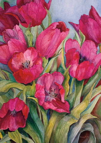 Red Tulips Garden Flag Image