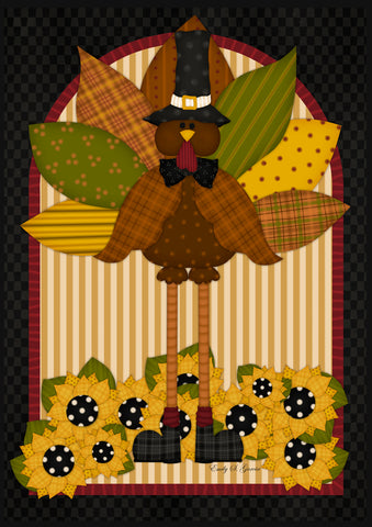 Quilted Turkey House Flag Image