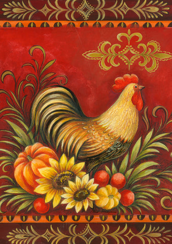 Fall Rooster Garden Flag Image