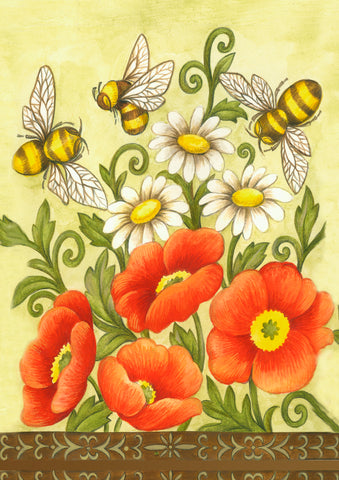 Bees & Wildflowers Garden Flag Image