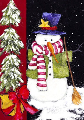 Sweeping Snowman House Flag Image