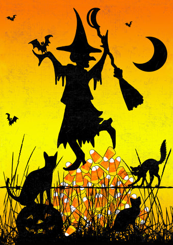 Candycorn Witch Garden Flag Image