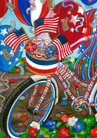 Patriotic Pedals Garden Flag Image