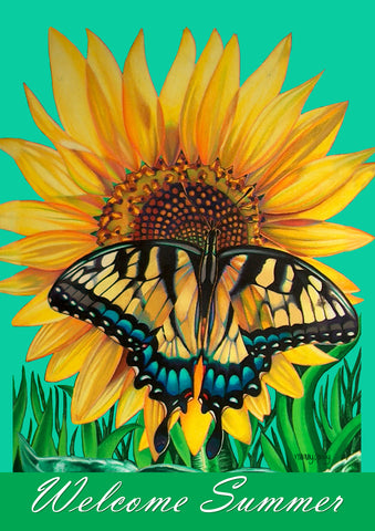 Swallowtail Sunflower Garden Flag Image