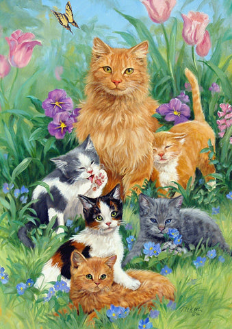 Meadow Cats House Flag Image