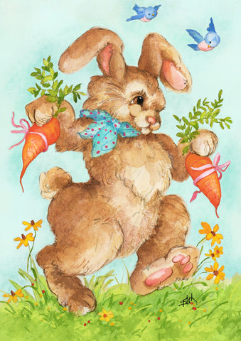 Bunny Gift Garden Flag Image