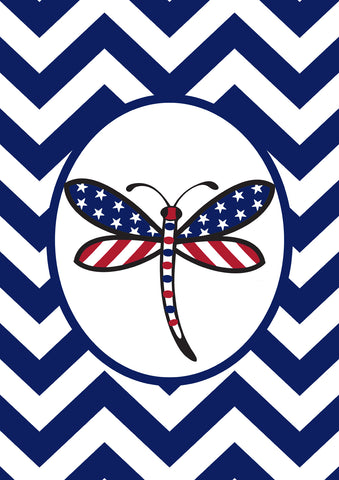 Patriotic Dragonfly- Blue Garden Flag Image