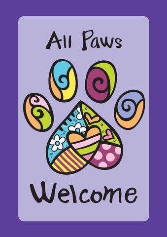 All Paws Welcome Garden Flag Image