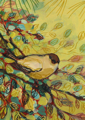Goldfinch Waiting Garden Flag Image
