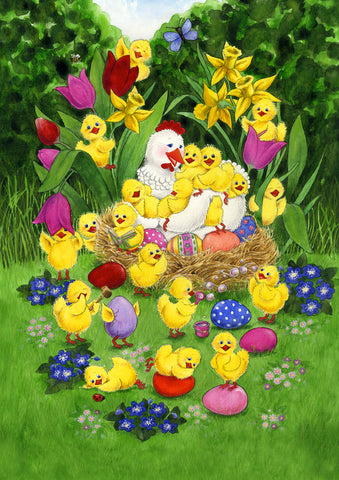Easter Chicks Garden Flag Image