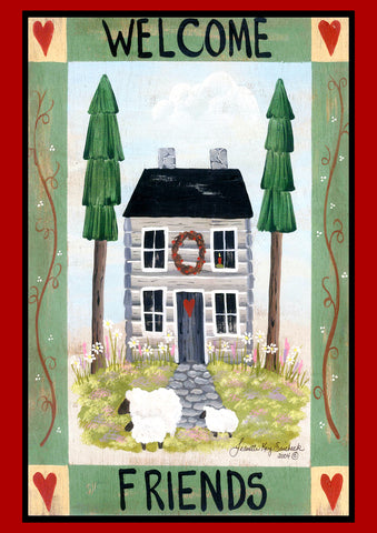 Cottage Welcome House Flag Image
