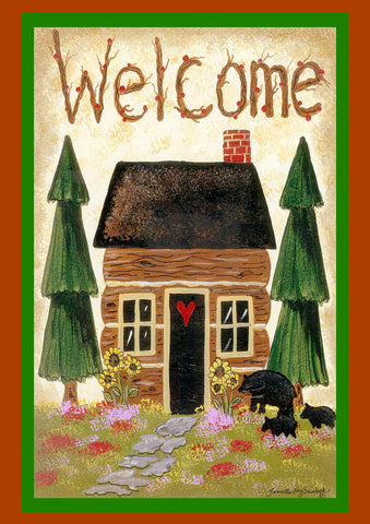 Cabin Welcome Double Sided House Flag Image