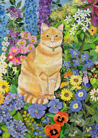 Flower Cat Garden Flag Image