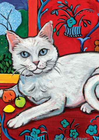 Cattise- White Kitty Garden Flag Image