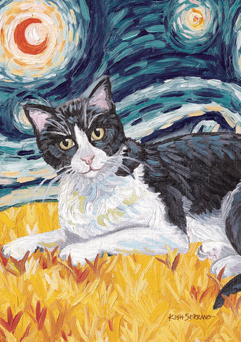 Van Meow- Tuxedo Kitty Garden Flag Image