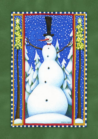 Stovepipe Snowman Garden Flag Image