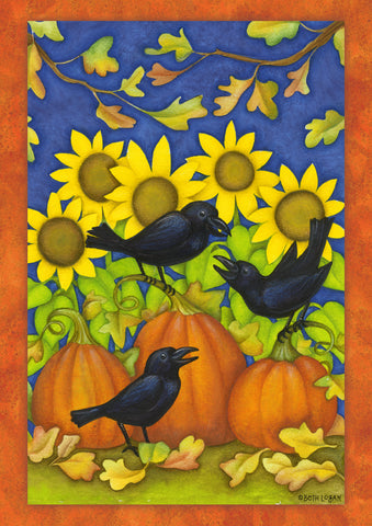 Fall Crows Garden Flag Image