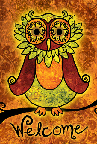 Welcome Owl Garden Flag Image