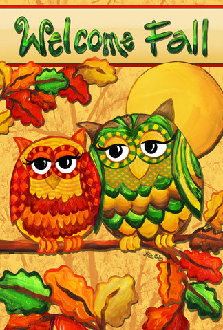 Fall Owls Garden Flag Image