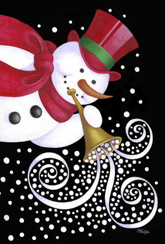 Trumpeting Snowman House Flag Image