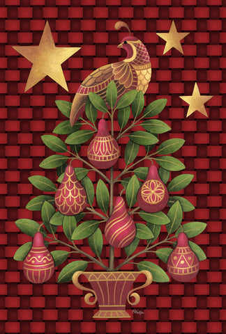 Partridge In A Pear Tree House Flag Image