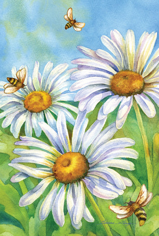 Honey Bees And Daisies Garden Flag Image