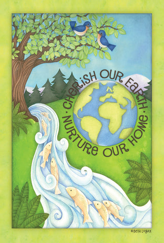 Cherish Our Earth Garden Flag Image