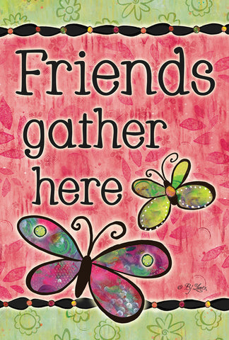 Friends Gather Here Double Sided House Flag Image