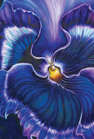 Blue Painted Pansy Garden Flag Image