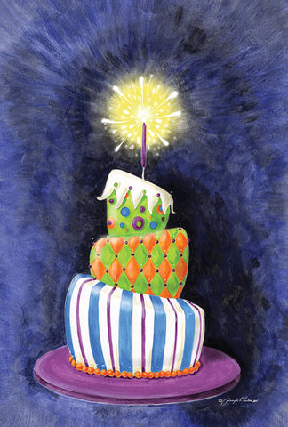 Sparkling Birthday Present Cake House Flag Image