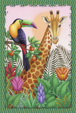 A Giraffe Toucan Share Garden Flag Image
