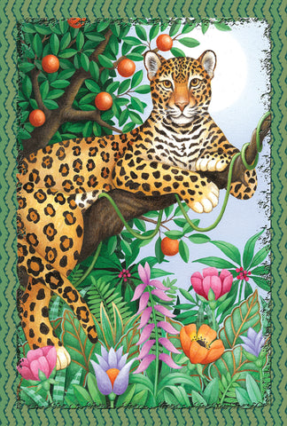 Lounging Leopard House Flag Image