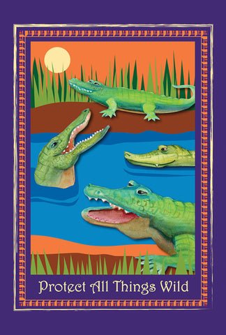 Protect Gators And Crocs Garden Flag Image