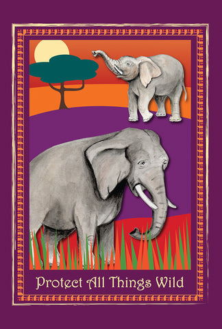 Protect Elephants Garden Flag Image