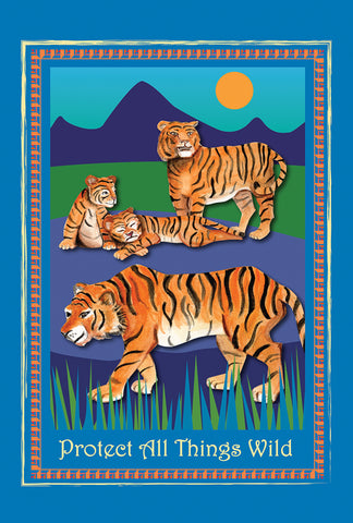 Protect Tigers Garden Flag Image