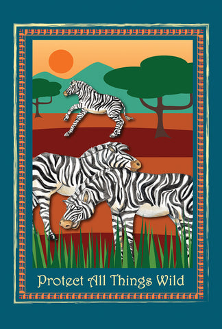 Protect Zebras Garden Flag Image