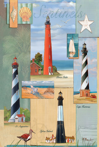 Sentinel Lighthouse Collage Garden Flag Image